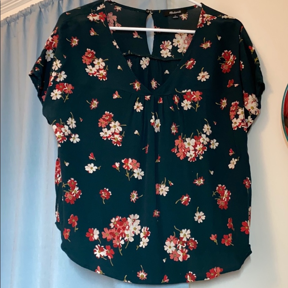 Madewell green floral blouse size small